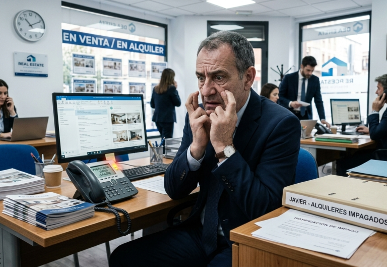 Agente inmobiliario agobiado por alquileres impagados